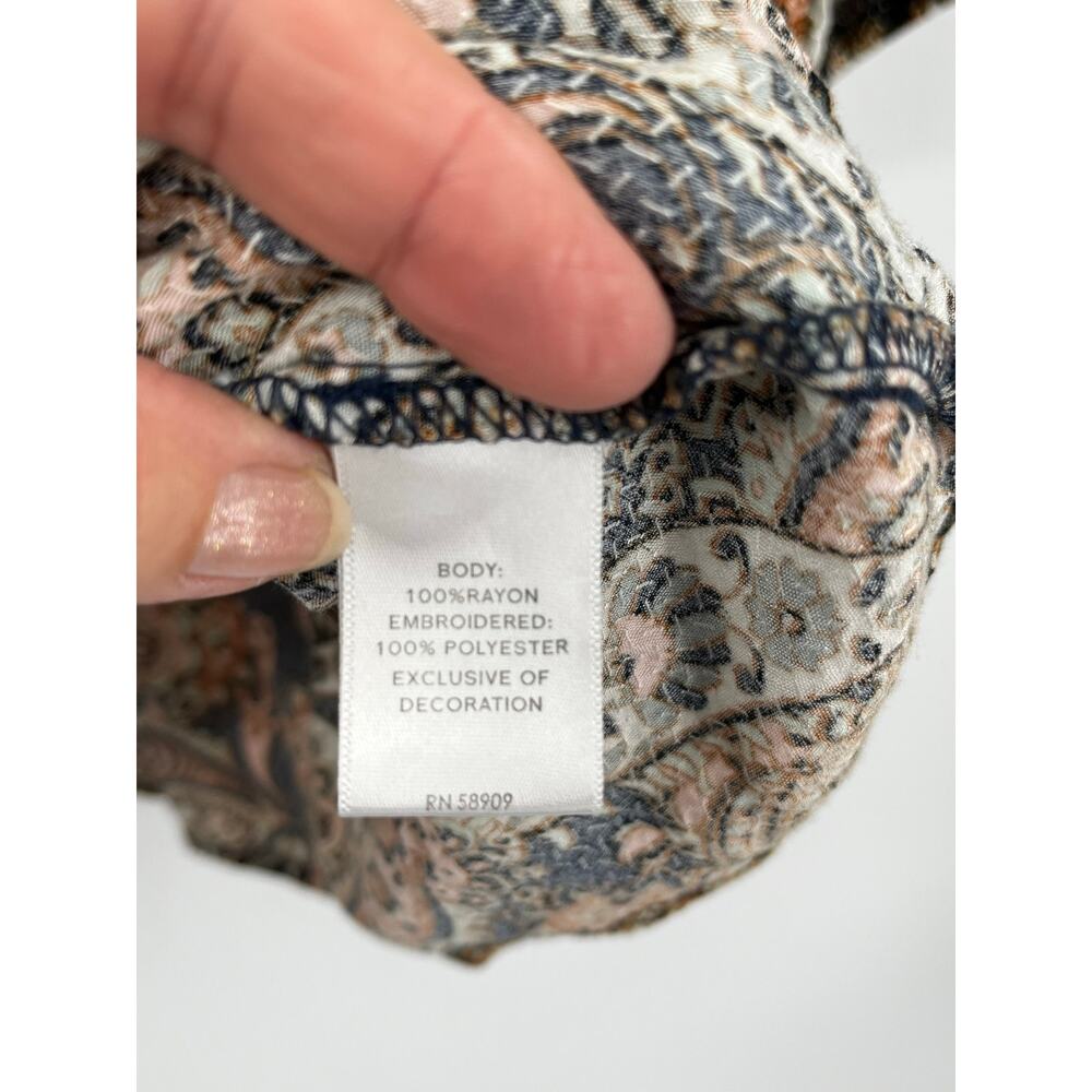 Nurture Babydoll Paisley Boho Blouse Embroidered Earth Tone Black Pink Women’s L - Picture 8 of 9